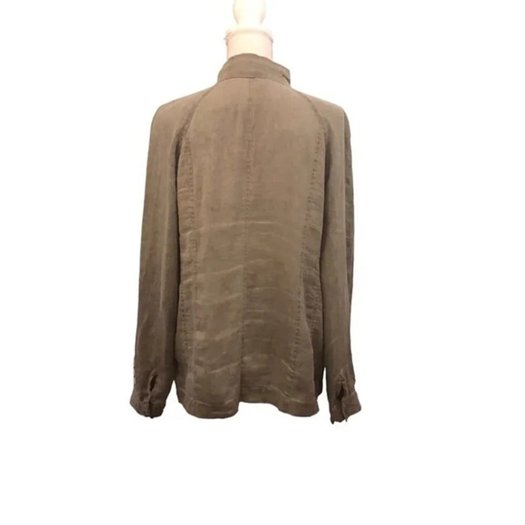 EILEEN FISHER Sz L Women's Grayish/Green 100% Linen Lightweight Button Up Jacket - Picture 5 of 5